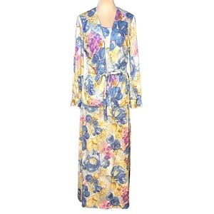 Vintage 60s 70s Coco Maxi Dress  & Matching Jacket  Retro Mod Flower Power 2pc